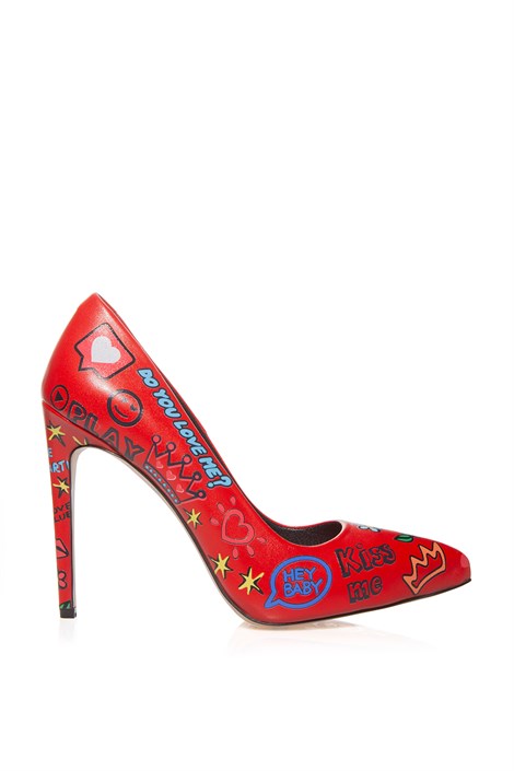Kiss Bayan Stiletto Kırmızı Deri