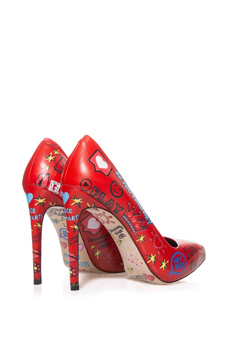 Kiss Bayan Stiletto Kırmızı Deri