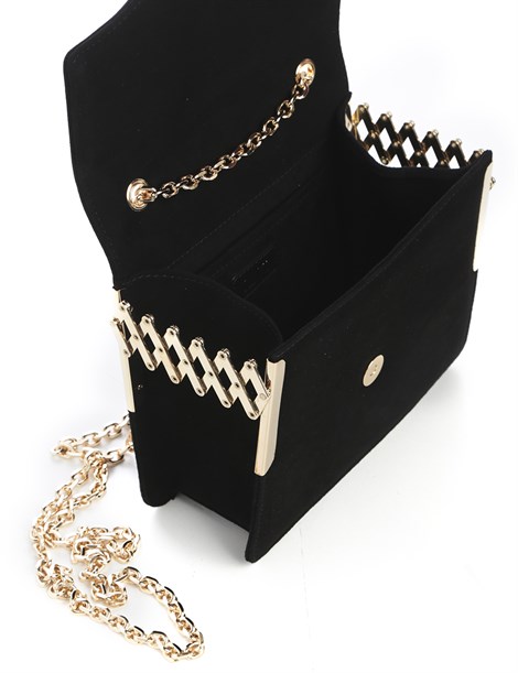 Kiwi Women's Shoulder Bag Black Suede