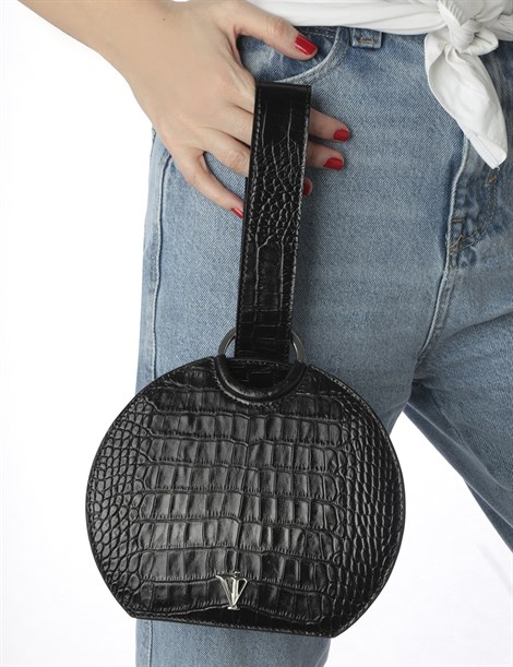 Klara Bayan El Çantası Siyah Kroko