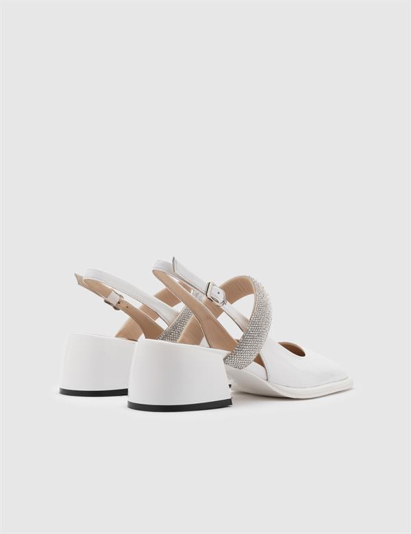 Kotna White Patent Leather Women's Heeled Sandal