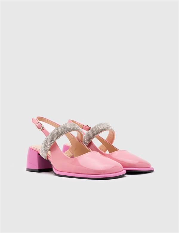 Kotna Pink Patent Leather Women's Heeled Sandal