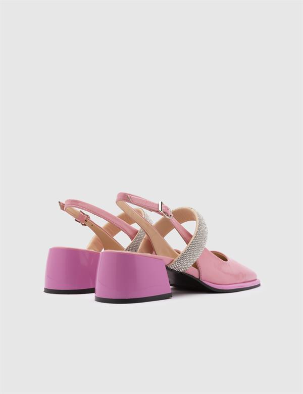 Kotna Pink Patent Leather Women's Heeled Sandal