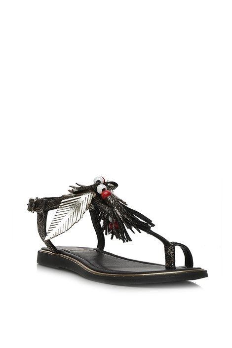 Ksin Women's Sandal Black Leather