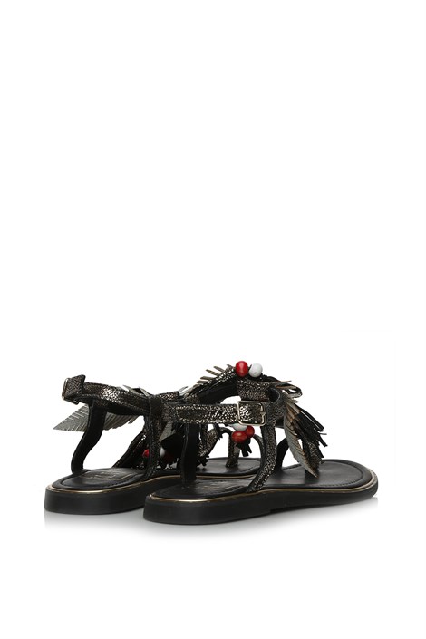 Ksin Women's Sandal Black Leather