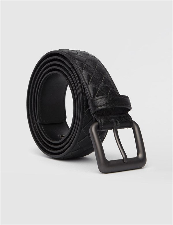 Lamb Black Leather Men's Belt