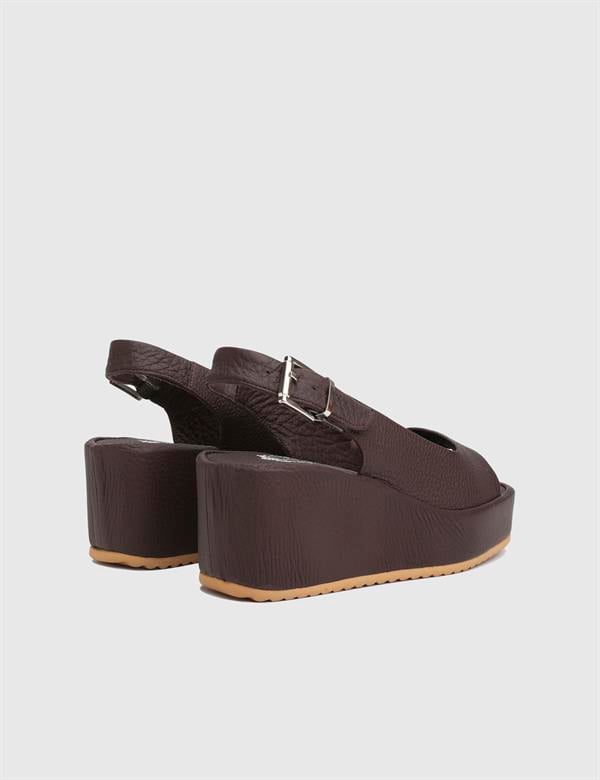 Latanya Brown Floater Leather Women's Heeled Sandal