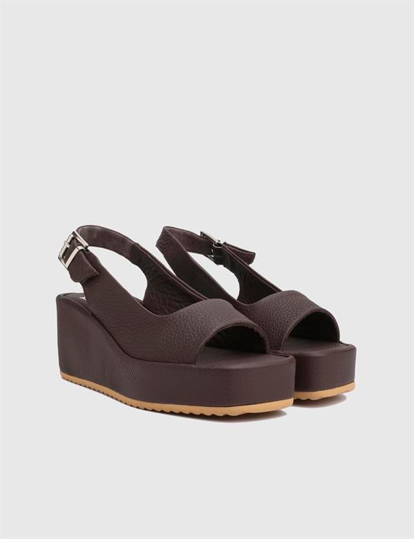 Latanya Brown Floater Leather Women's Heeled Sandal