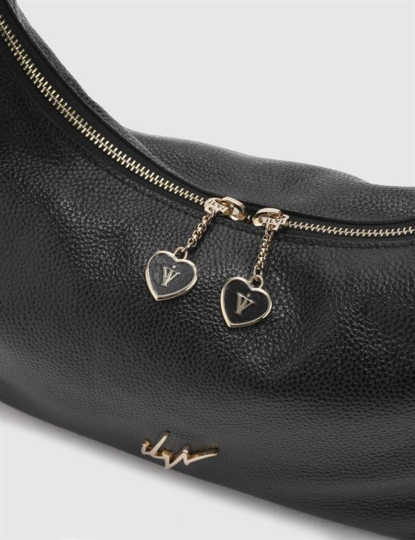 Latia Black Floater Leather Women's Handbag