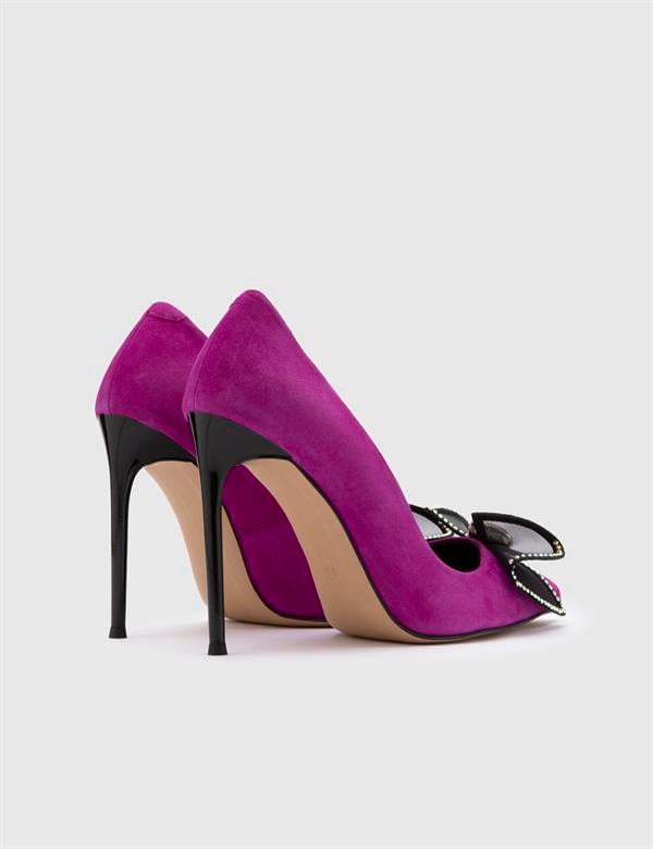 Leduc Hakiki Deri Kadın Mor Stiletto