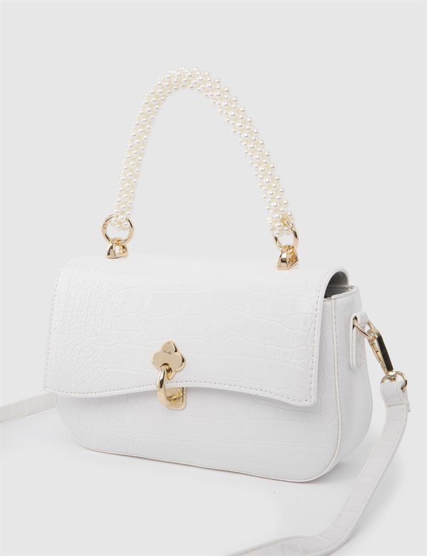 Lennox White Crocodile Women's Handbag