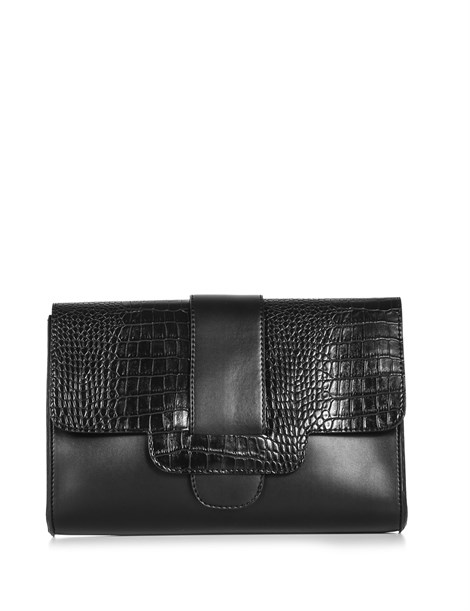 Leona Women's Shoulder Bag Black Crocodile