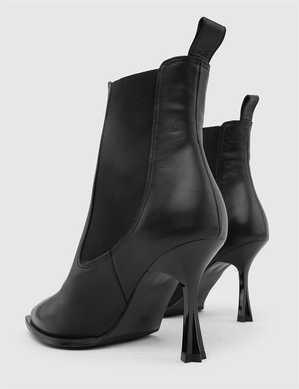 Lesko Black Leather Women's Boot