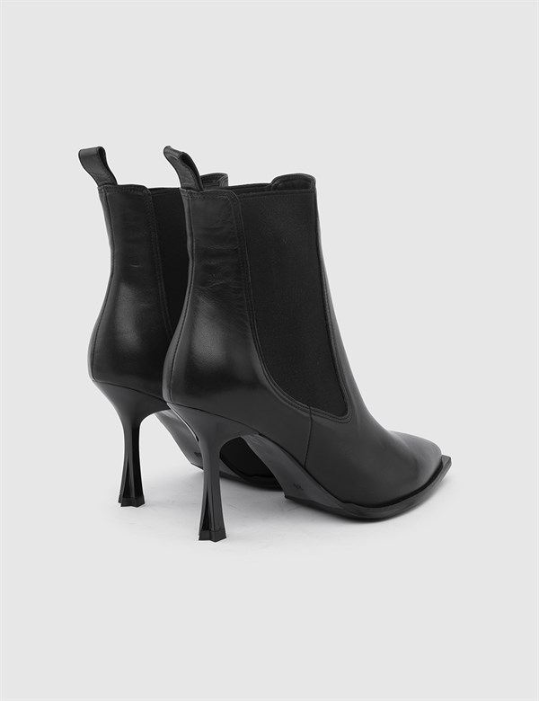 Lesko Black Leather Women's Boot