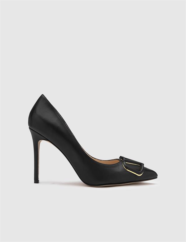 Leticia Black Leather Women's Stiletto