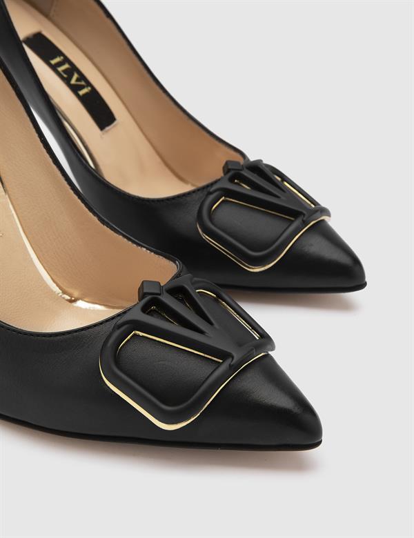 Leticia Black Leather Women's Stiletto