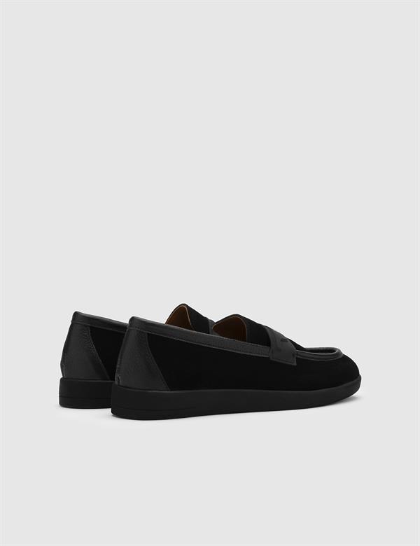 Leto Black Suede Leather Women's Loafer