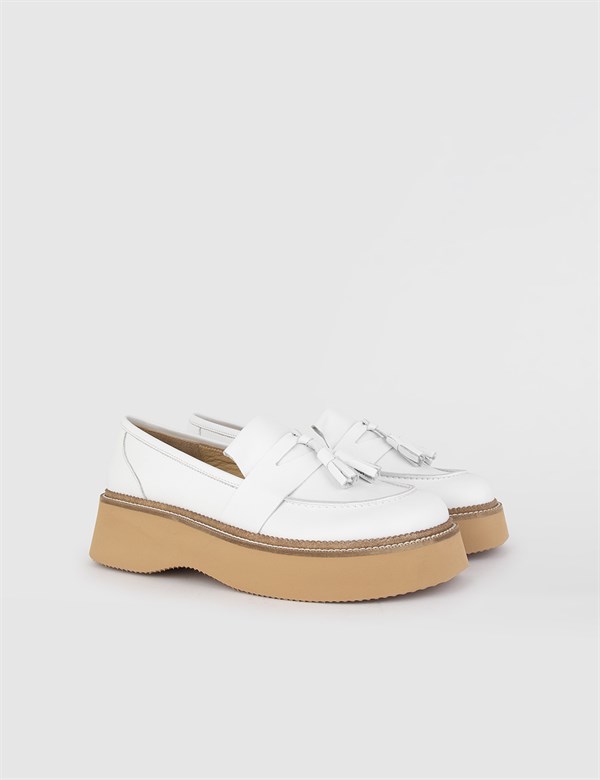 Lieksa White Leather Women's Loafer
