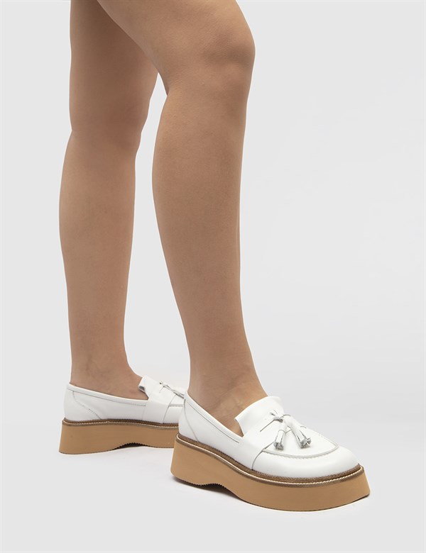 Lieksa White Leather Women's Loafer