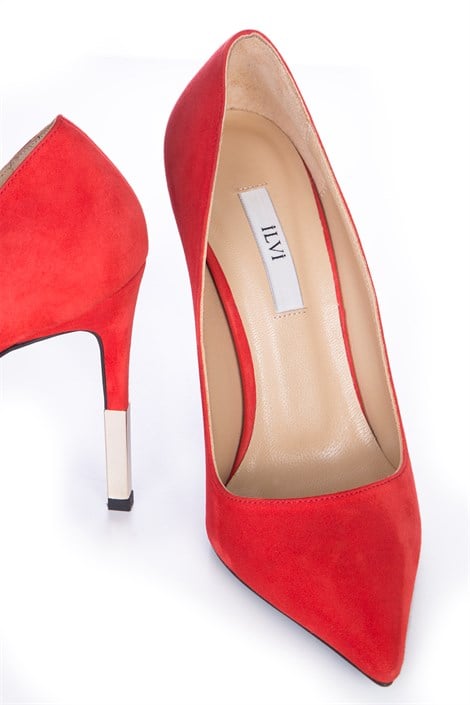 Lina 1850 Stiletto Kırmızı Süet