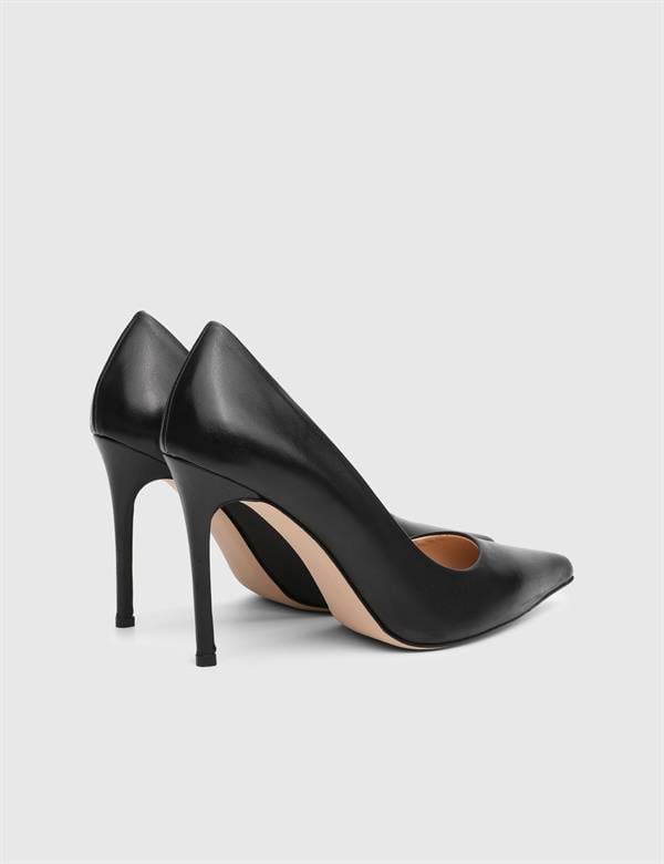 Linz Kadın Stiletto Siyah Deri