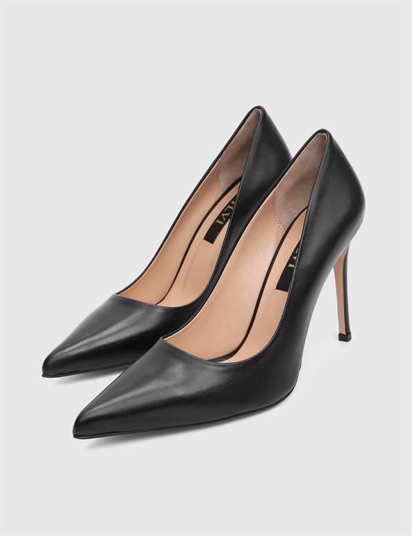 Linz Kadın Stiletto Siyah Deri