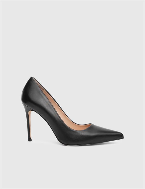 Linz Kadın Stiletto Siyah Deri