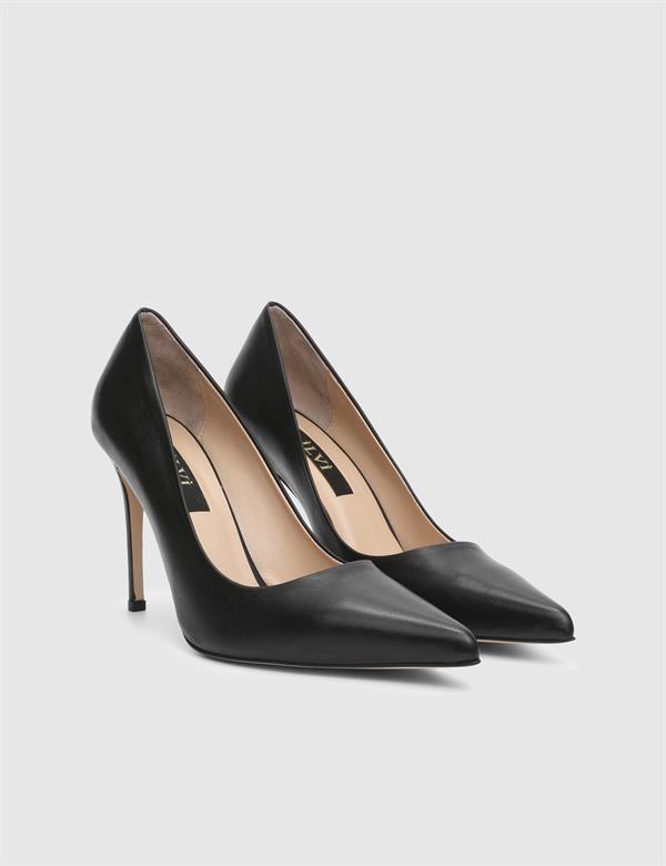 Linz Kadın Stiletto Siyah Deri