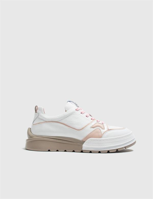 Locarno White Floater Leather-Powder Pink Leather Women's Sneaker