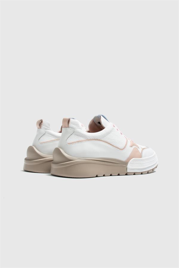 Locarno White Floater Leather-Powder Pink Leather Women's Sneaker