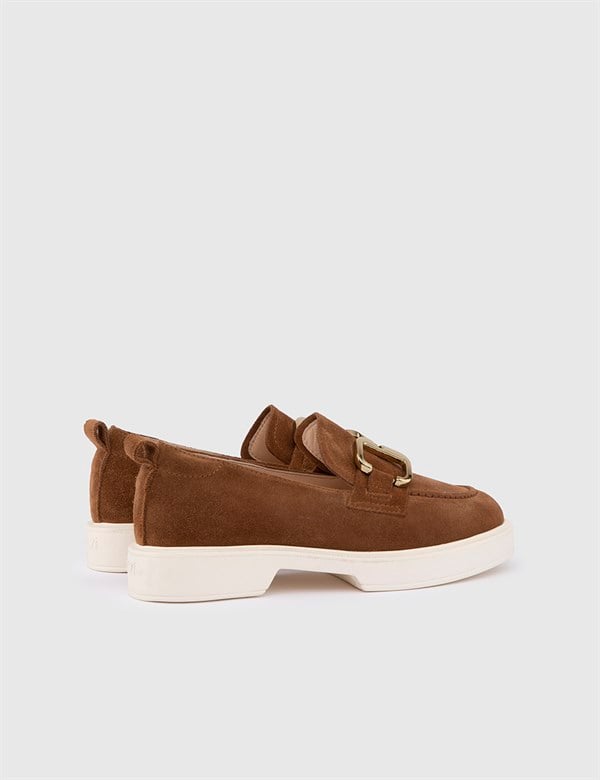 Loik Saddle Brown Suede Leather Women's Loafer
