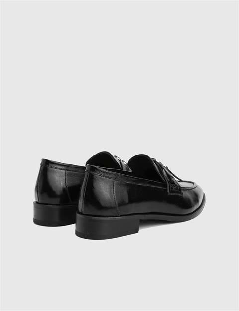 Lorayn Hakiki Rugan Deri Siyah Kadın Loafer