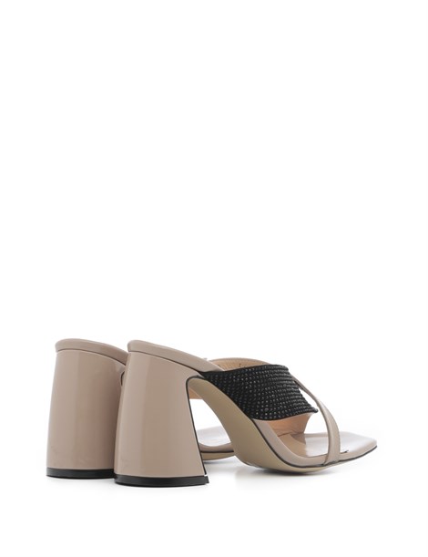 Lota Women's Slipper Powder Pink Patent Leather-Black Suede