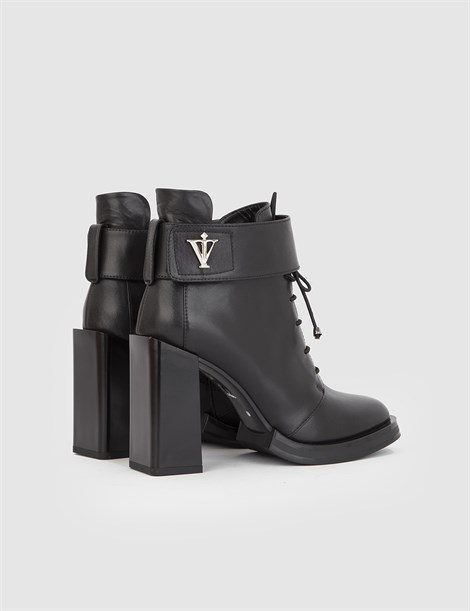 Love Black Leather Women's Heeled Boot