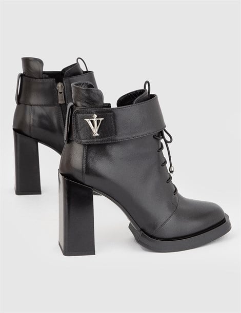 Love Black Leather Women's Heeled Boot