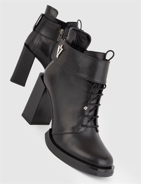 Love Black Leather Women's Heeled Boot