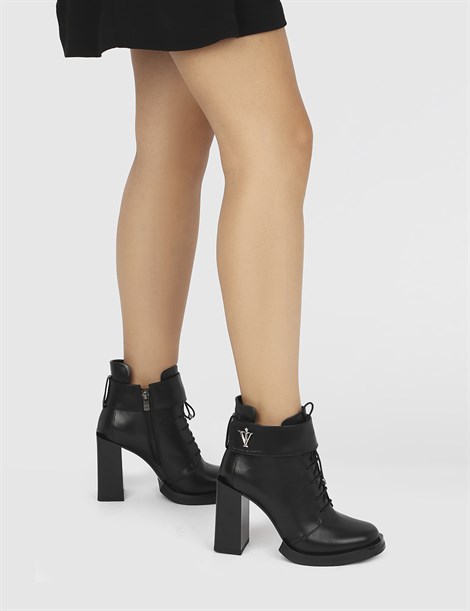 Love Black Leather Women's Heeled Boot