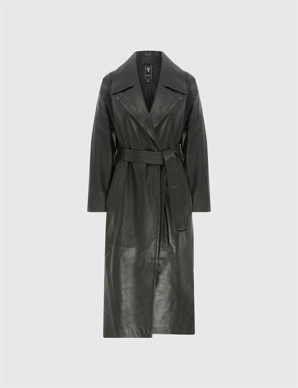 Maddison Black Women's Leather Trench Coat