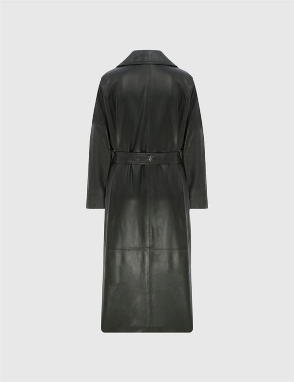 Maddison Black Women's Leather Trench Coat