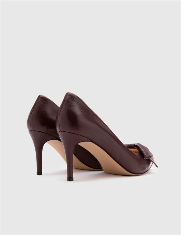 Madeira Hakiki Bufalo Deri Kadın Bordo Stiletto