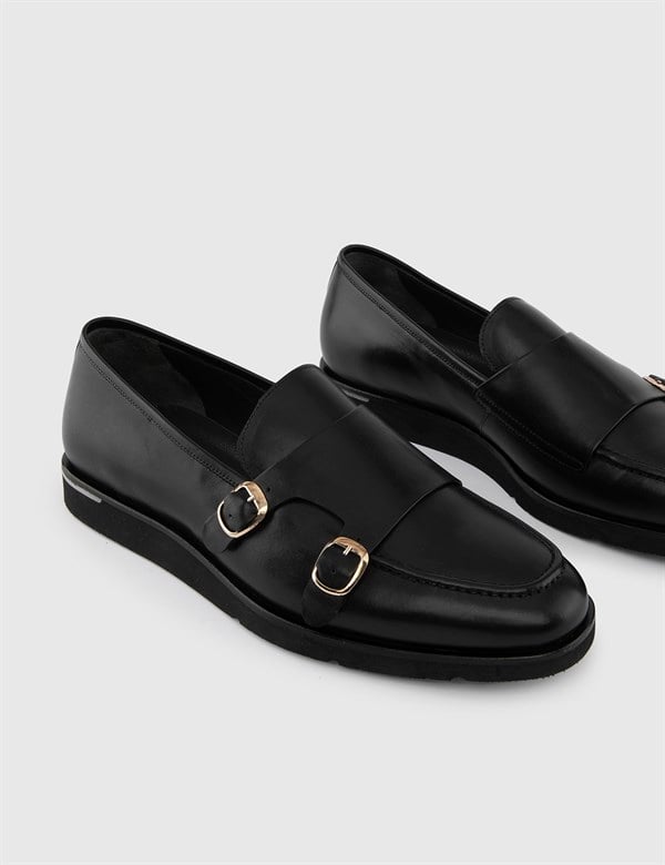 Mads Black Leather Men's Daily Shoe