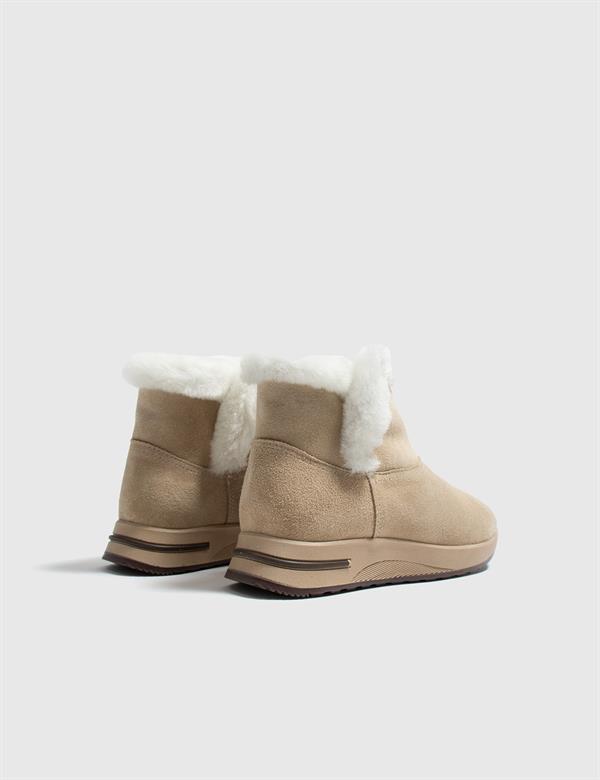 Mahlia Beige Suede Leather Women's Boot