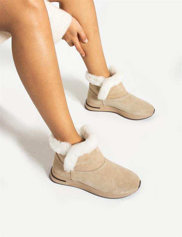 Mahlia Beige Suede Leather Women's Boot