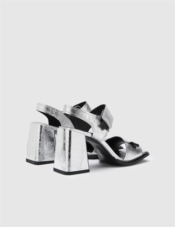 Maikel Silver Leather Women's Heeled Sandal