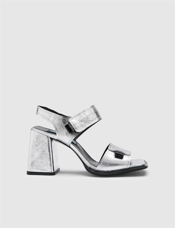 Maikel Silver Leather Women's Heeled Sandal