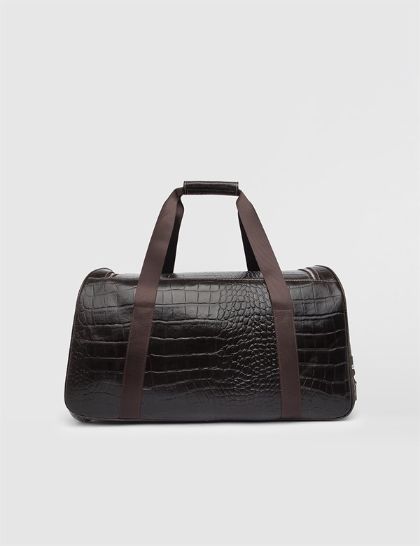 Malm Brown Leather Crocodile Men's Suitcase