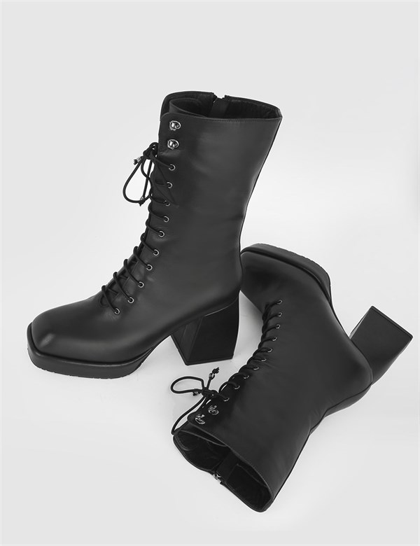 Margot Black Leather Women's Heeled Boot