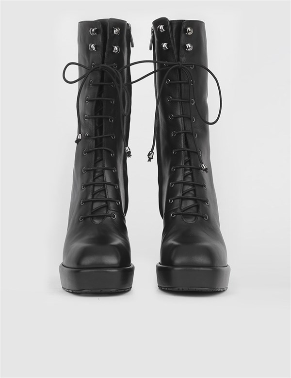 Margot Black Leather Women's Heeled Boot