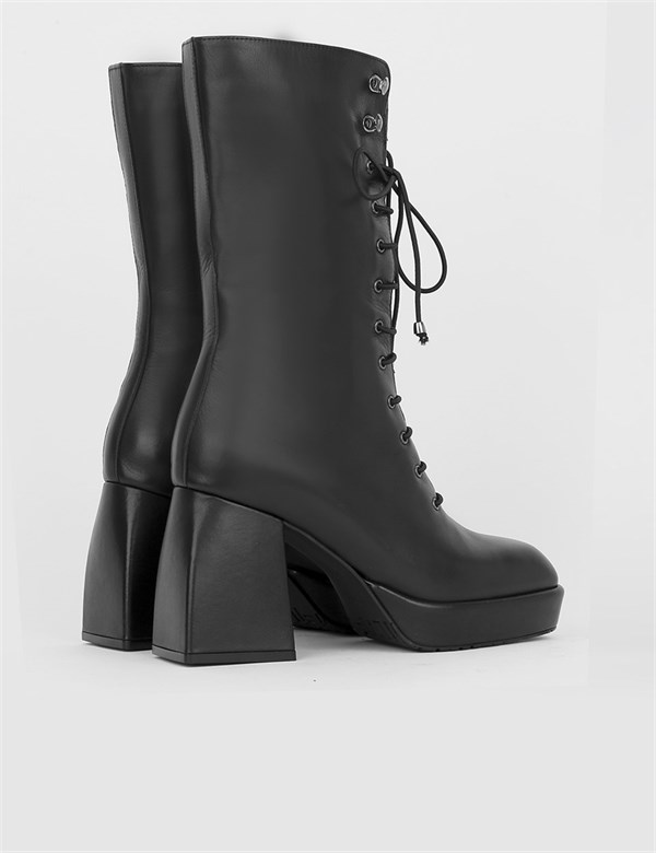 Margot Black Leather Women's Heeled Boot