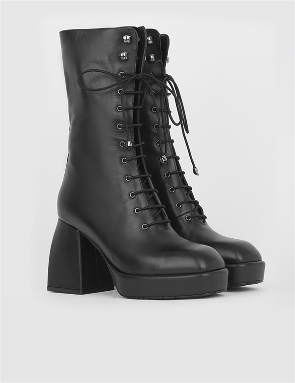 Margot Black Leather Women's Heeled Boot